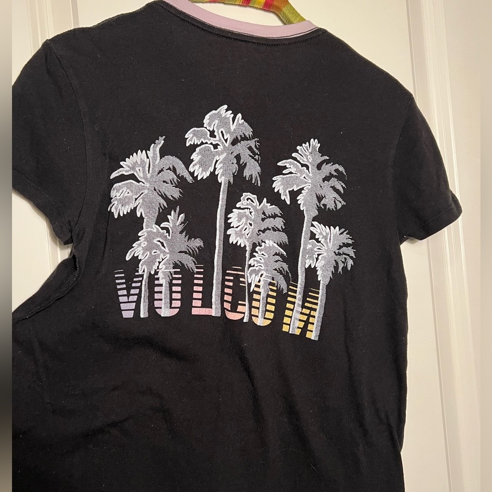 Volcom Rainbow Palm Tree Black Boxy Tee